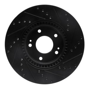 Kia Sportage Brake Rotor (1) - Front Left - R1 Concepts - Drilled & Slotted - Black - `12-`16